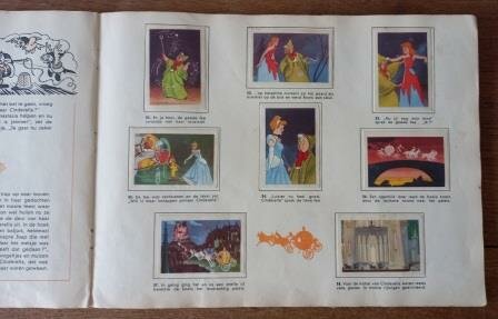 Oud vintage brocante verzamelplaatjesalbum kinderboek Walt Disney&#039;s Cinderella Assepoester AH 1950s Dutch book 4